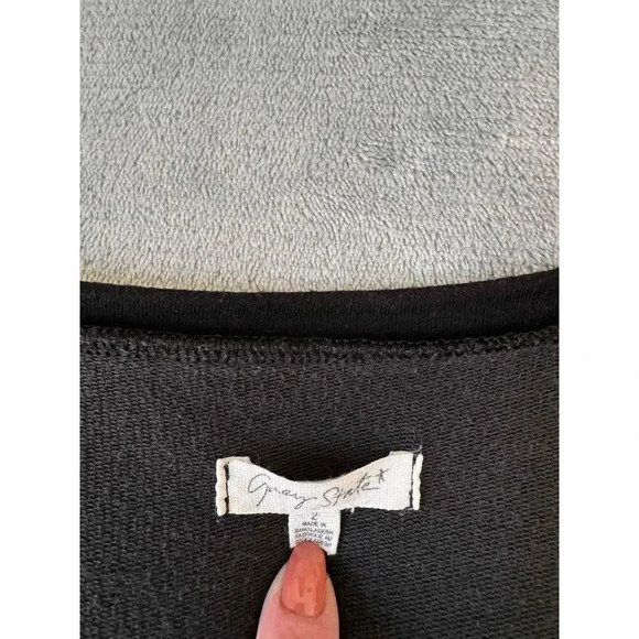 Grey Slate Black Long Sleeve Crew Neck Sweatshirt Womens Top - Picture 3 of 6